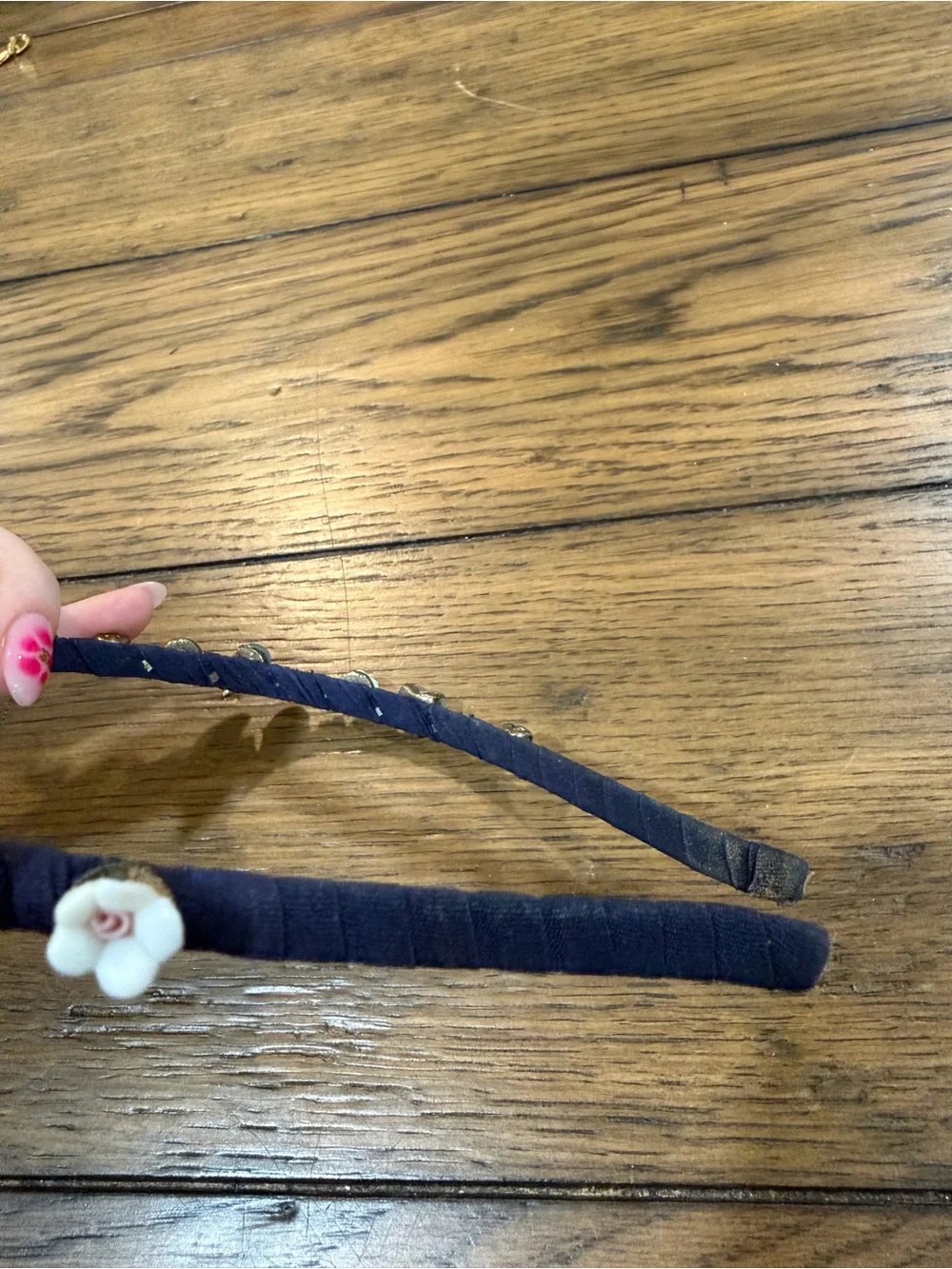Gemstone Navy Fabric Headband with Mint Floral & Pearl Accents